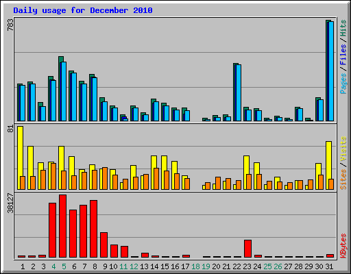 Daily usage for December 2010