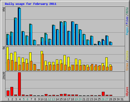 Daily usage for February 2011