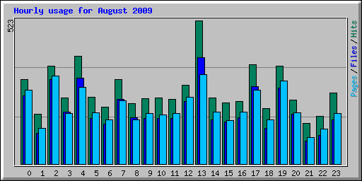 Hourly usage for August 2009